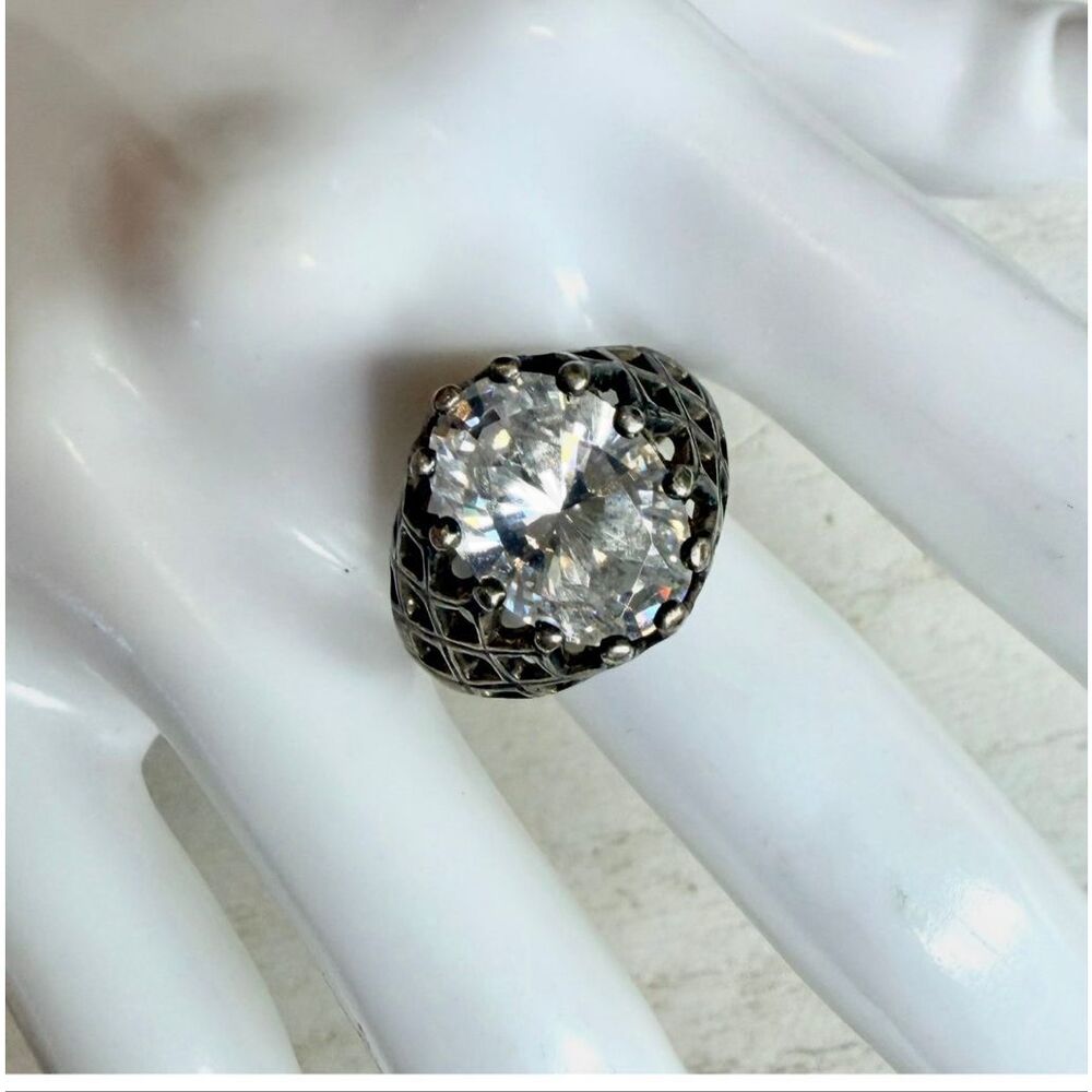 Kabana Sterling Silver Large Cubic Zirconia Statement Ring